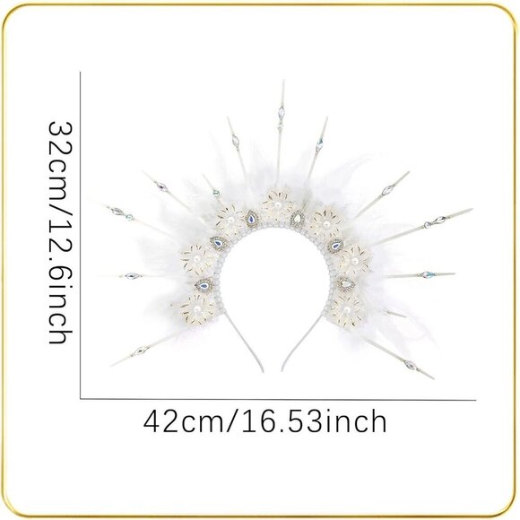 White Feather Headpiece 1920s Carnival Festival Flapper  display picture 1